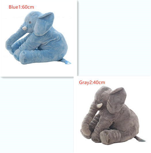 Blue and gray elephant shaped baby comfort sleep pillows in plush fabric for infants