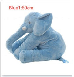 Blue baby comfort sleep pillow shaped like a soft elephant plush toy 60cm