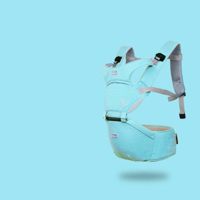 Light blue baby carrier with adjustable straps, designed as the best baby carrier for moms