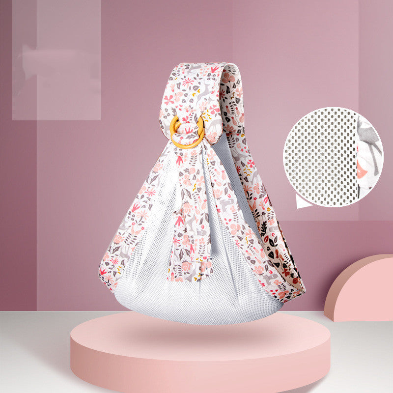 Soft baby sling for newborns with floral pattern and breathable mesh fabric for comfort
