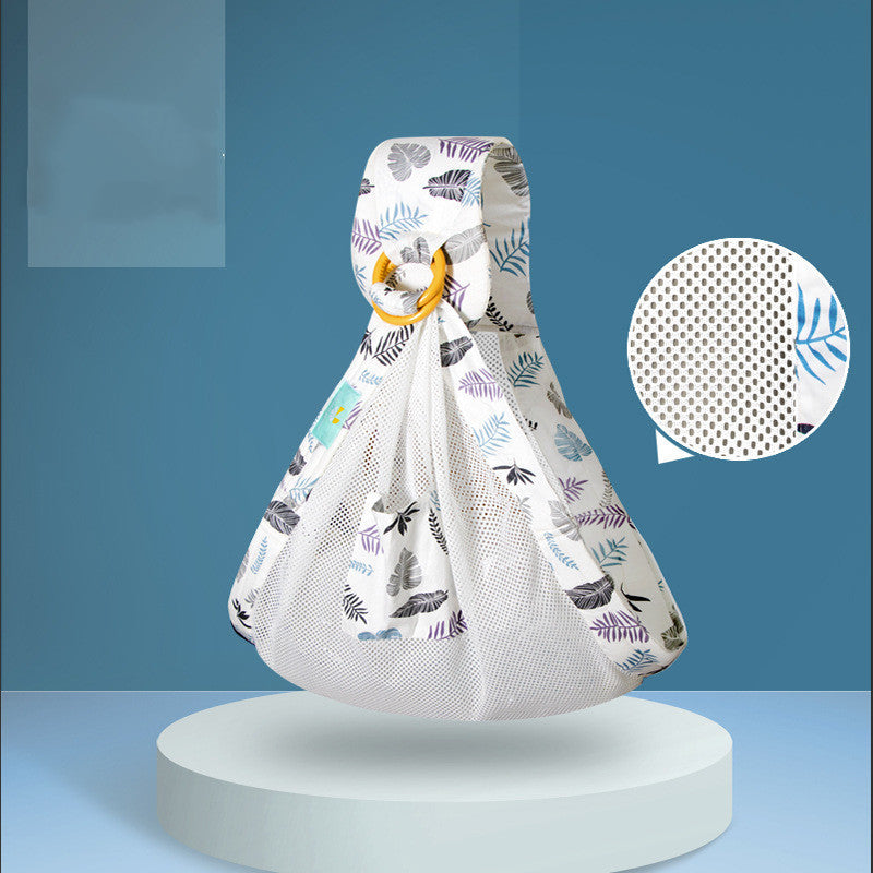 White and patterned soft baby sling for newborns with breathable mesh and adjustable ring