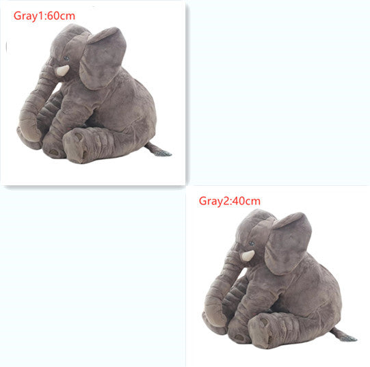 Gray elephant plush baby comfort sleep pillow available in 60cm and 40cm sizes