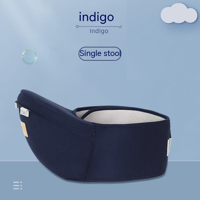 Indigo breathable baby hip seat single stool with mesh fabric for comfortable baby carrying
