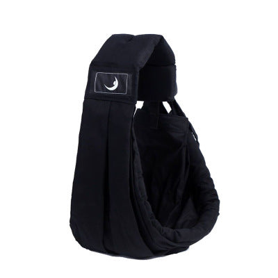 Black baby carrier with soft fabric and adjustable infant carrying strap for comfortable use