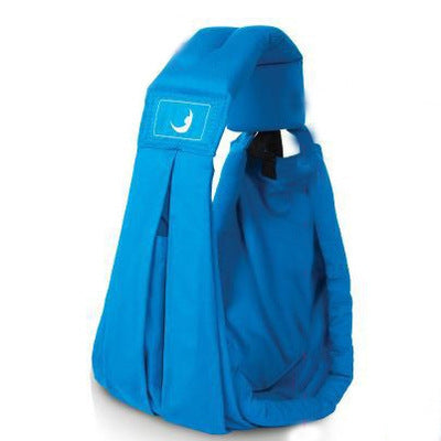 Blue baby carrier with infant carrying strap designed for comfortable hands-free carrying
