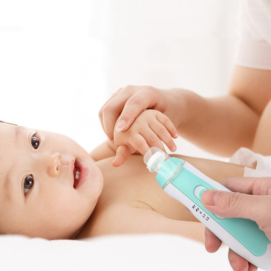 Safe nail trimmer for infants used to gently trim a baby's nails while holding infant's hand