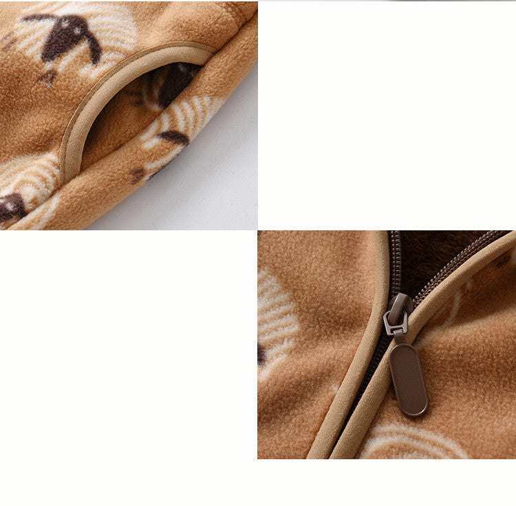 Close up details of warm baby coat for winter showing soft fabric and zipper features